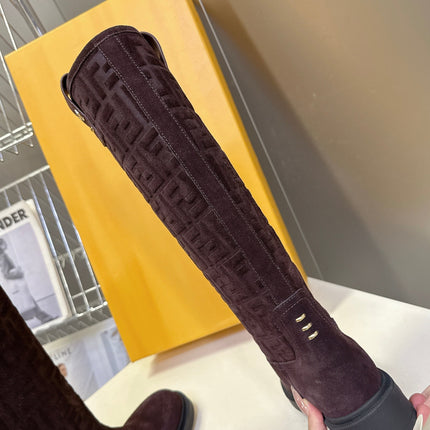 FENDI 25S HIGH-CUT BOOTS IN DARK BROWN SUEDE