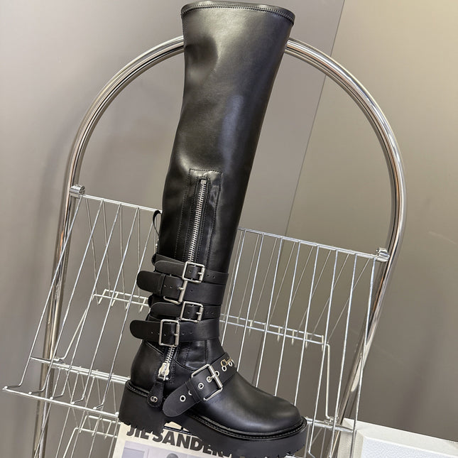 DIOR D-FIGHT BOOT 25S IN BLACK CALFSKIN WITH SILVER HARDWARE