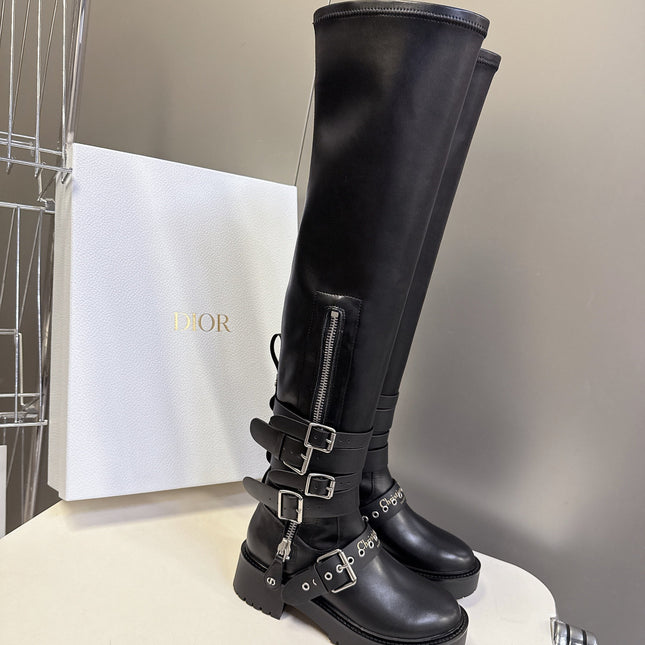 DIOR D-FIGHT BOOT 25S IN BLACK CALFSKIN WITH SILVER HARDWARE