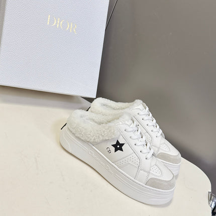 DIOR 25S DIOR STAR SNEAKERS 40 MM IN WHITE LAMBSKIN AND WOOL STYLE 1