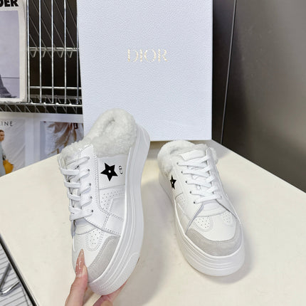 DIOR 25S DIOR STAR SNEAKERS 40 MM IN WHITE LAMBSKIN AND WOOL STYLE 1