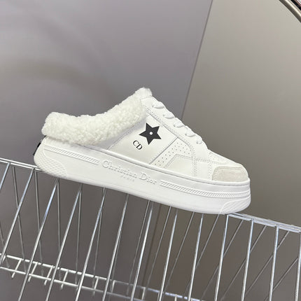DIOR 25S DIOR STAR SNEAKERS 40 MM IN WHITE LAMBSKIN AND WOOL STYLE 1