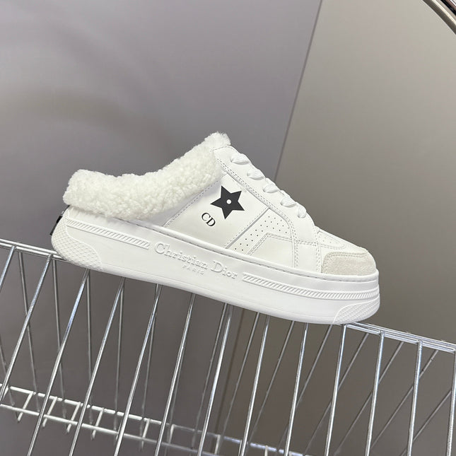 DIOR 25S DIOR STAR SNEAKERS 40 MM IN WHITE LAMBSKIN AND WOOL STYLE 1