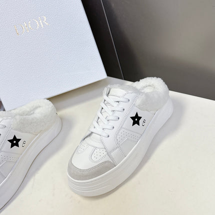 DIOR 25S DIOR STAR SNEAKERS 40 MM IN WHITE LAMBSKIN AND WOOL STYLE 1