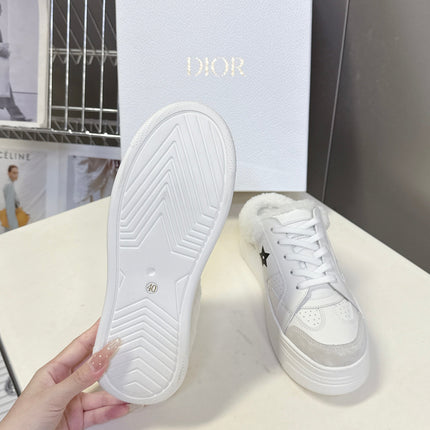 DIOR 25S DIOR STAR SNEAKERS 40 MM IN WHITE LAMBSKIN AND WOOL STYLE 1
