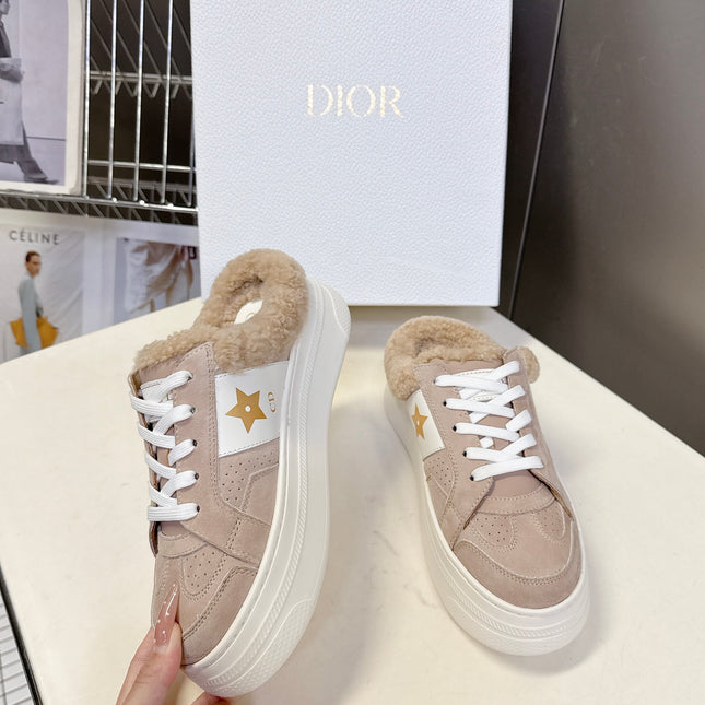 DIOR 25S DIOR STAR SNEAKERS 40 MM IN NUDE PINK SUEDE AND WOOL