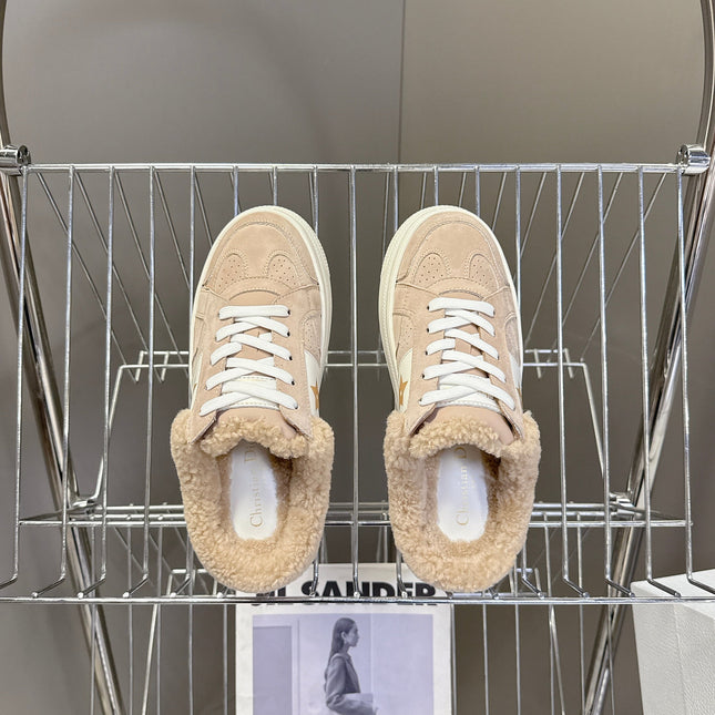 DIOR 25S DIOR STAR SNEAKERS 40 MM IN NUDE PINK SUEDE AND WOOL