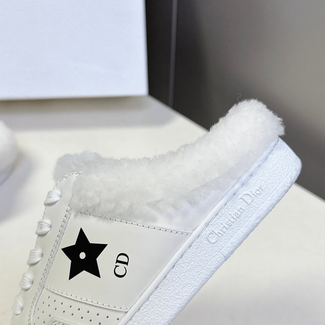 DIOR 25S DIOR STAR SNEAKERS IN WHITE LAMBSKIN AND WOOL