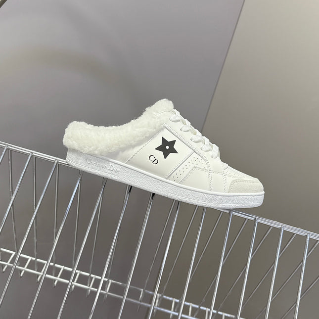 DIOR 25S DIOR STAR SNEAKERS IN WHITE LAMBSKIN AND WOOL