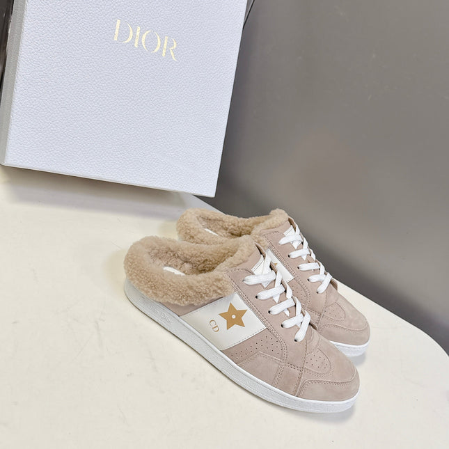 DIOR 25S DIOR STAR SNEAKERS IN NUDE PINK SUEDE AND WOOL