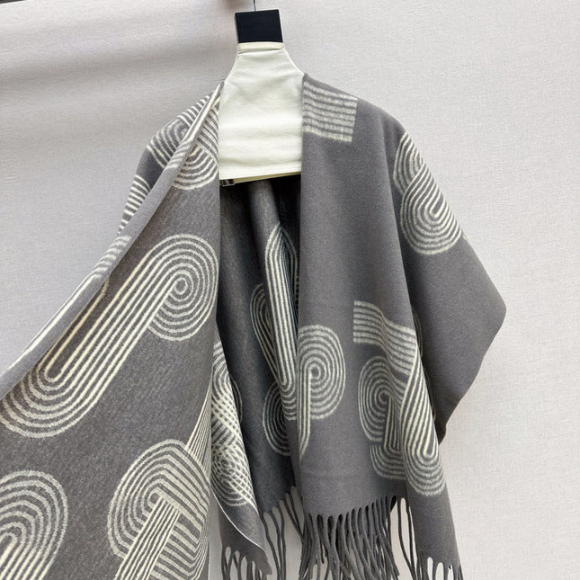 HERMES 25S JACQUARD CAPE COAT 320