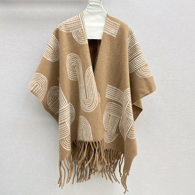 HERMES 25S JACQUARD CAPE COAT 321