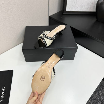 CC HIGH HEEL 25S 50 MM IN WHITE AND LIGHT BEIGE RAFFIA WITH CRYSTALS