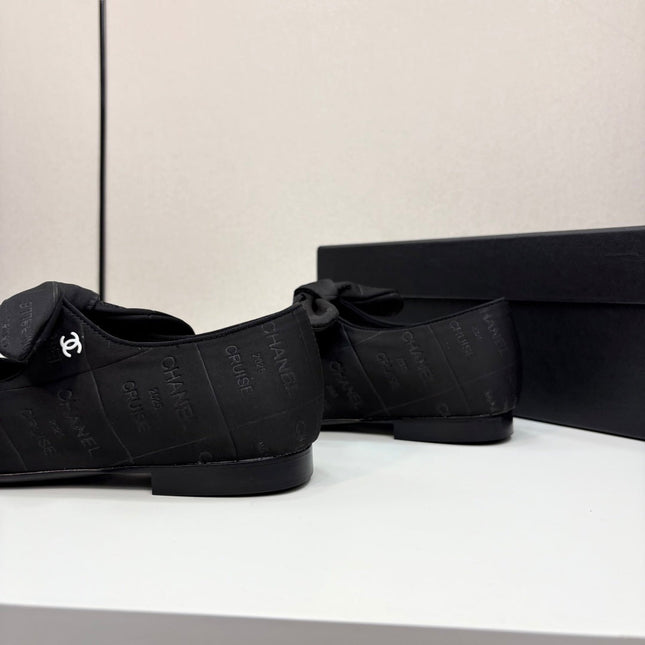 CC BALLET FLATS 25S IN BLACK FABRIC WITH BOW