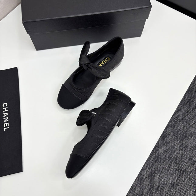 CC BALLET FLATS 25S IN BLACK FABRIC WITH BOW