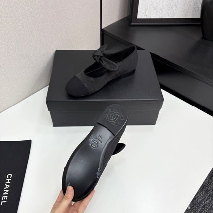 CC BALLET FLATS 25S IN BLACK FABRIC WITH BOW