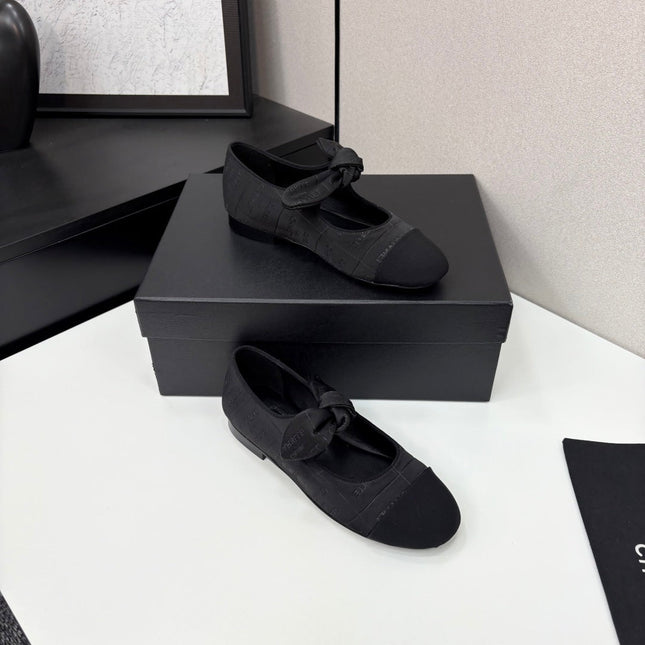 CC BALLET FLATS 25S IN BLACK FABRIC WITH BOW