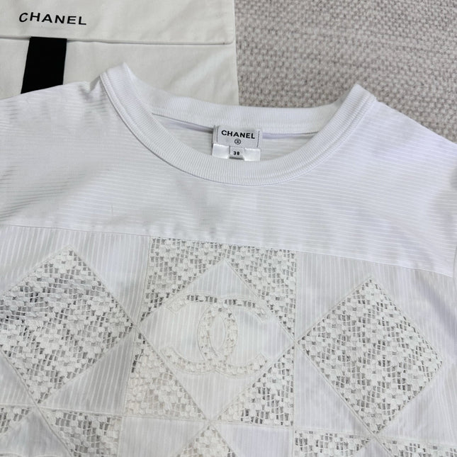 CC 25 Appliqué Short Sleeves T-shirt White Cotton