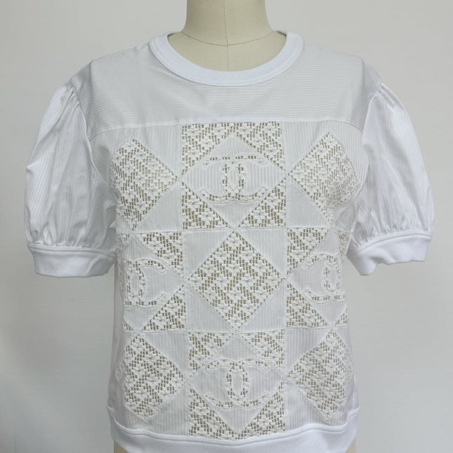 CC 25 Appliqué Short Sleeves T-shirt White Cotton