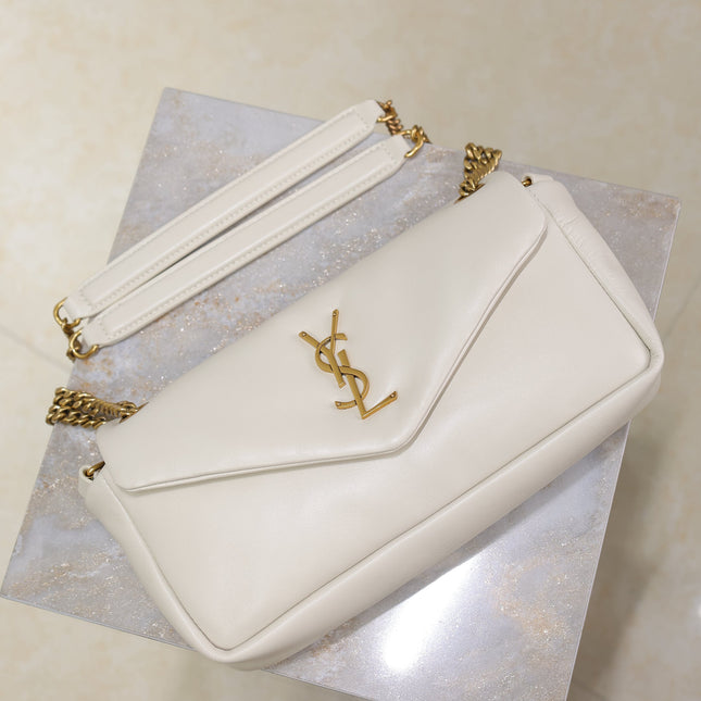 YSL 25S CALYPSO HANDBAG 26 IN IVORY LAMBSKIN GOLD HARDWRE