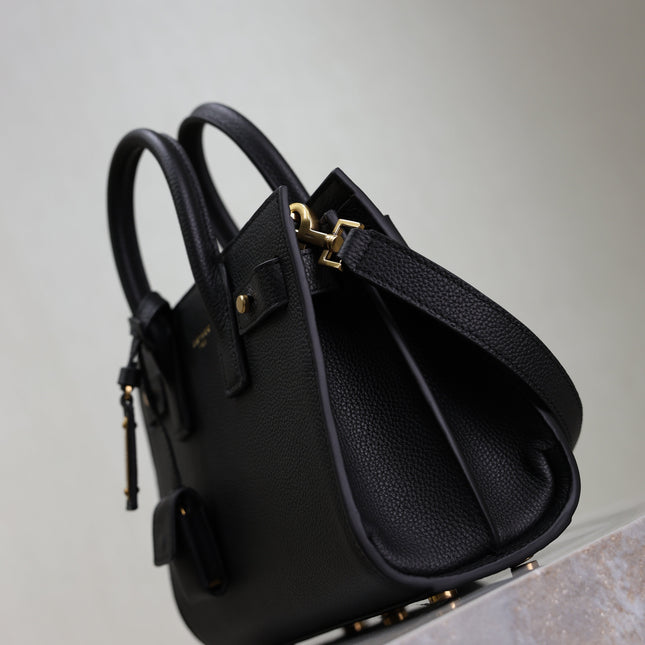 YSL 25S SAC DE JOUR 22 IN BLACK SUPPLE GRAINED CALFSKIN GOLD HARDWRE