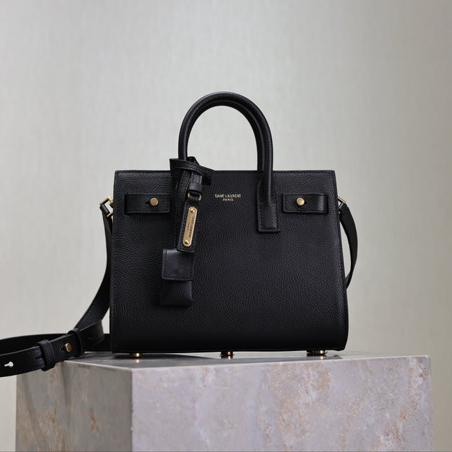 YSL 25S SAC DE JOUR 22 IN BLACK SUPPLE GRAINED CALFSKIN GOLD HARDWRE