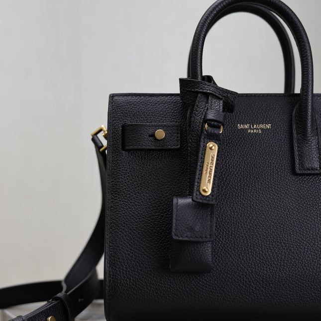 YSL 25S SAC DE JOUR 22 IN BLACK SUPPLE GRAINED CALFSKIN GOLD HARDWRE
