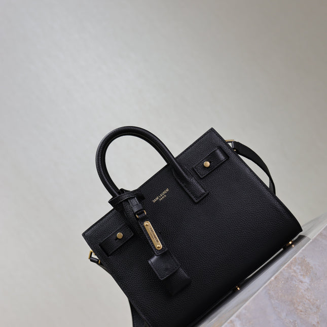 YSL 25S SAC DE JOUR 22 IN BLACK SUPPLE GRAINED CALFSKIN GOLD HARDWRE