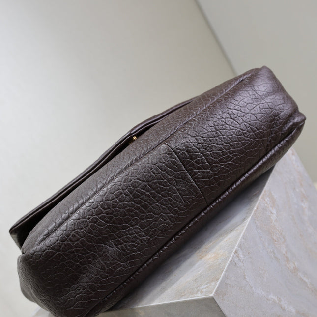 YSL 25S CALYPSO GM 38 IN DARK CHOCOLATE CALFSKIN GOLD HARDWRE