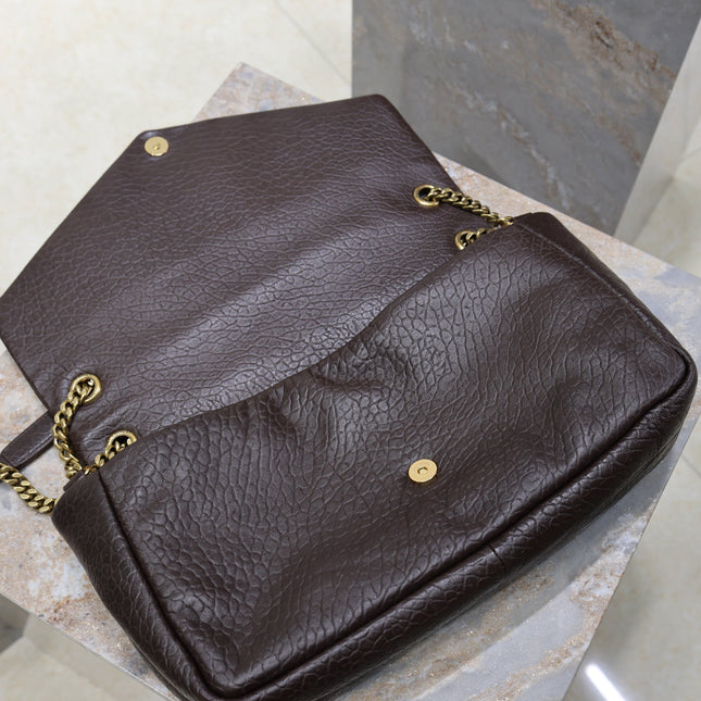 YSL 25S CALYPSO GM 38 IN DARK CHOCOLATE CALFSKIN GOLD HARDWRE