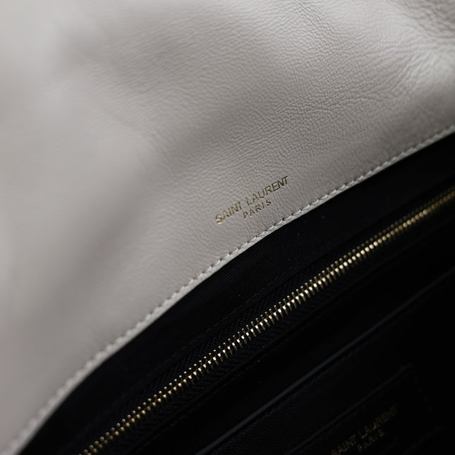 YSL 25S JAMIE 4.3 29 IN BLANC VINTAGE LAMBSKIN GOLD HARDWRE