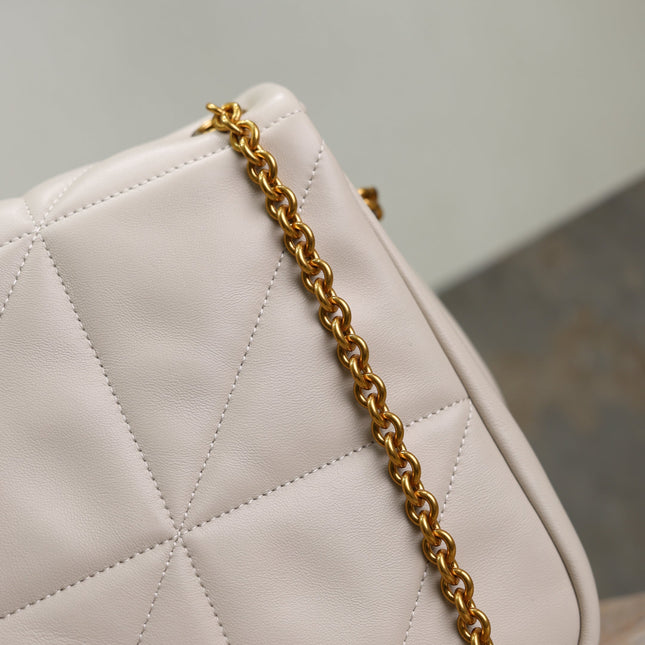 YSL 25S JAMIE 4.3 29 IN BLANC VINTAGE LAMBSKIN GOLD HARDWRE