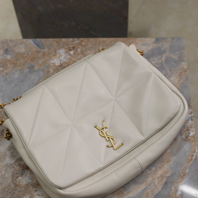 YSL 25S JAMIE 4.3 29 IN BLANC VINTAGE LAMBSKIN GOLD HARDWRE