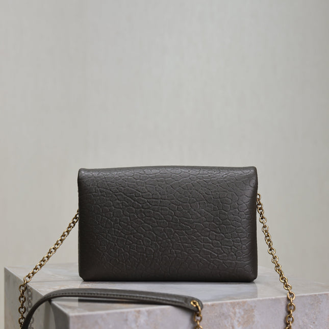 YSL 25S CALYPSO MINI 19 IN CHARCOAL GRAY LAMBSKIN GOLD HARDWRE