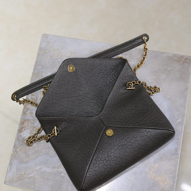 YSL 25S CALYPSO MINI 19 IN CHARCOAL GRAY LAMBSKIN GOLD HARDWRE