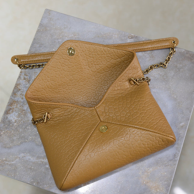 YSL 25S CALYPSO MINI 19 IN CARAMEL LAMBSKIN GOLD HARDWRE