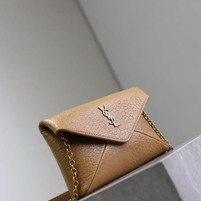 YSL 25S CALYPSO MINI 19 IN CARAMEL LAMBSKIN GOLD HARDWRE