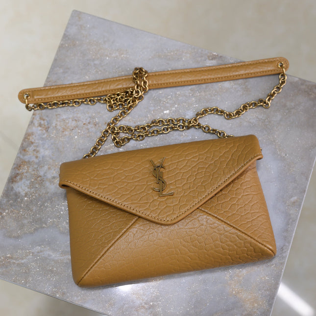 YSL 25S CALYPSO MINI 19 IN CARAMEL LAMBSKIN GOLD HARDWRE