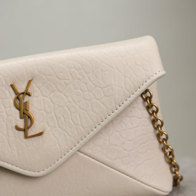 YSL 25S CALYPSO MINI 19 IN BLANC VINTAGE LAMBSKIN GOLD HARDWRE