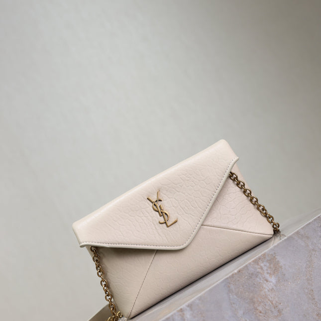YSL 25S CALYPSO MINI 19 IN BLANC VINTAGE LAMBSKIN GOLD HARDWRE