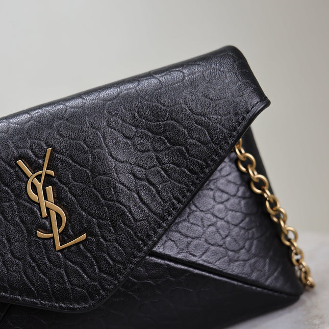 YSL 25S CALYPSO MINI 19 IN BLACK LAMBSKIN GOLD HARDWRE