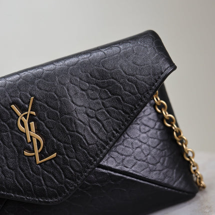 YSL 25S CALYPSO MINI 19 IN BLACK LAMBSKIN GOLD HARDWARE