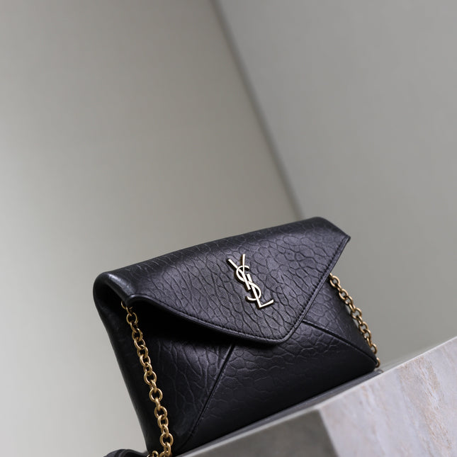 YSL 25S CALYPSO MINI 19 IN BLACK LAMBSKIN GOLD HARDWRE