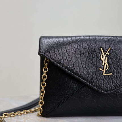 YSL 25S CALYPSO MINI 19 IN BLACK LAMBSKIN GOLD HARDWARE