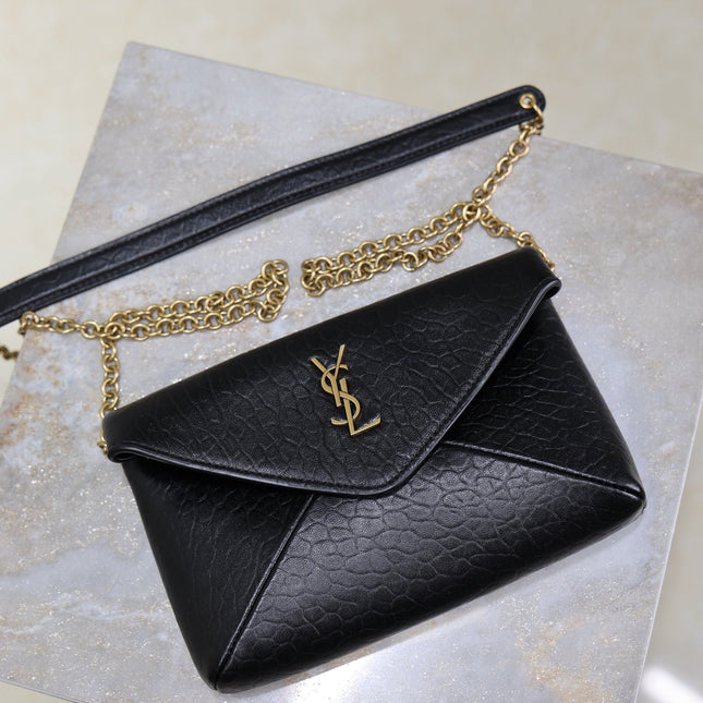 YSL 25S CALYPSO MINI 19 IN BLACK LAMBSKIN GOLD HARDWRE
