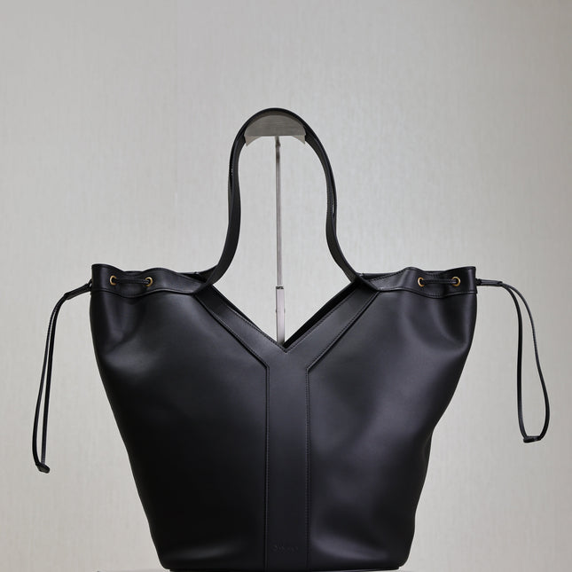 YSL 25S Y LARGE HOBO 50 IN BLACK CALFSKIN GOLD HARDWRE