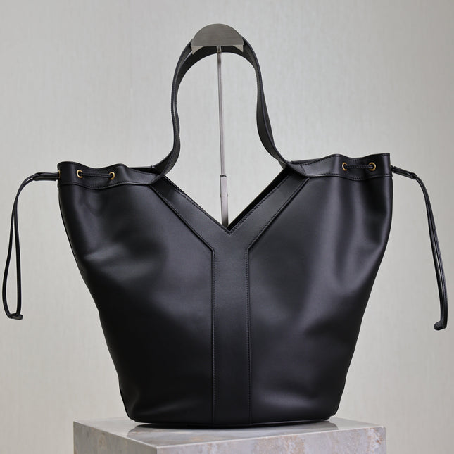 YSL 25S Y LARGE HOBO 50 IN BLACK CALFSKIN GOLD HARDWRE