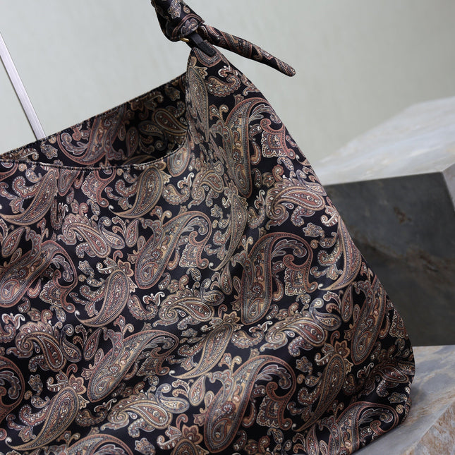 YSL 25S AMALIA 50 IN NAVY MULTICOLOR  SILK TWILL GOLD HARDWRE