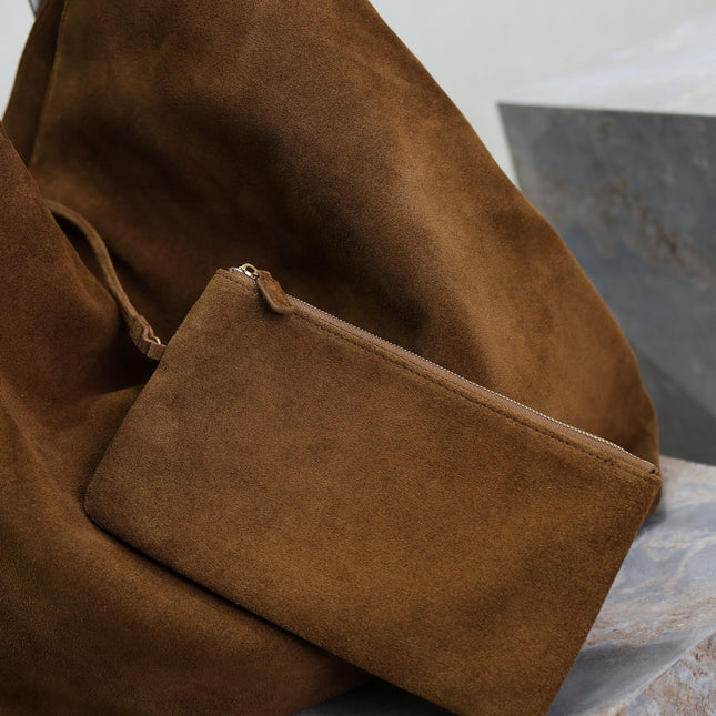 YSL 25S AMALIA 50 IN DARK CARAMEL SUEDE GOLD HARDWRE