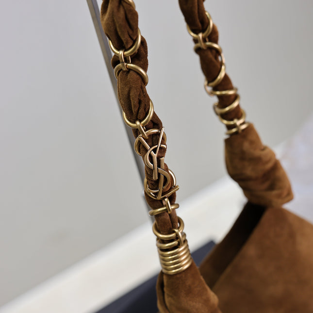 YSL 25S AMALIA 50 IN DARK CARAMEL SUEDE GOLD HARDWRE